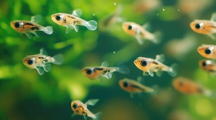 Naklejka premium Close-up of a Group of Tadpoles in a Tranquil Lake, Showcasing Nature's Details in a Duck Pond Habitat
