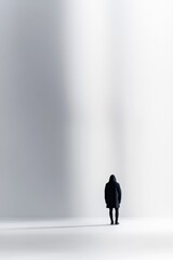 Obraz premium Solitary figure stands in vast emptiness, evoking feelings of is