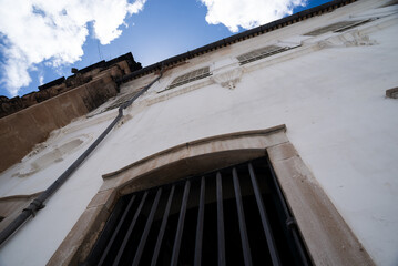 View from below of the facade of a baroque church in Pelourinho, historic center of the city of...