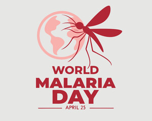 Obraz premium Minimalist World Malaria Day design with a red mosquito silhouette. World Malaria Day on April 25th: clean and simple mosquito graphic.