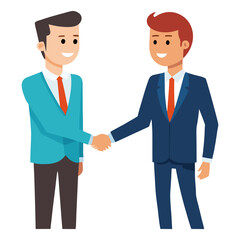 Professional businessman shaking hands with a client in a clean flat vector style on transparent background