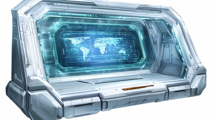 Obraz premium Futuristic Holographic Screen Displaying Crypto Information and Data