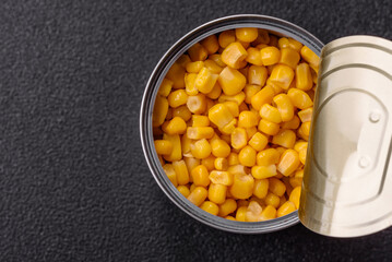 Sweet yellow canned corn in bowl