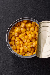 Sweet yellow canned corn in bowl