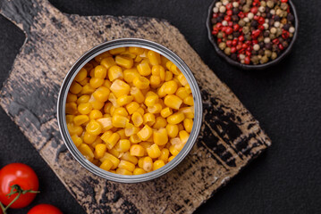 Sweet yellow canned corn in bowl