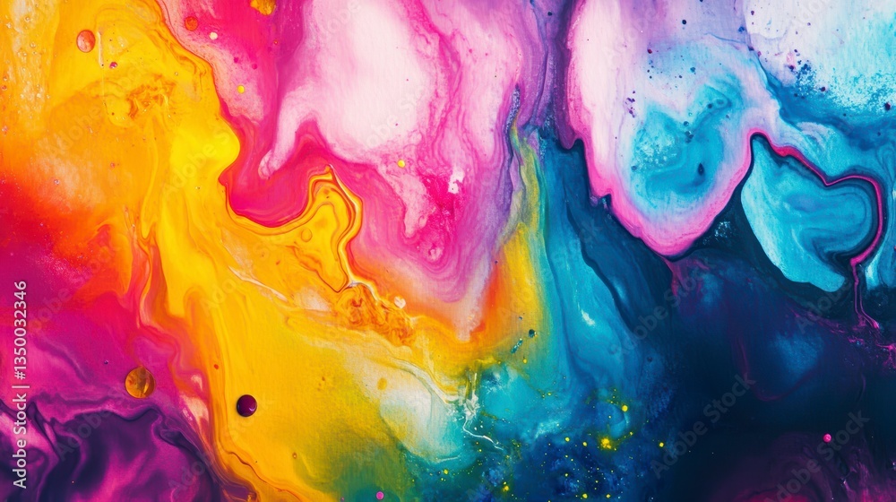 Poster vibrant abstract colorful swirls of paint create a dynamic, fluid artwork.
