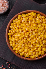 Sweet yellow canned corn in bowl
