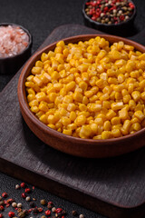 Sweet yellow canned corn in bowl