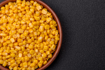 Sweet yellow canned corn in bowl