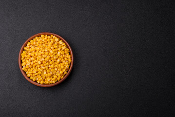 Sweet yellow canned corn in bowl