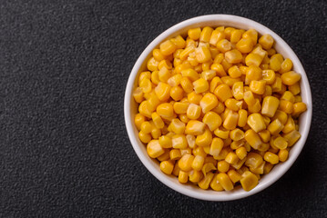 Sweet yellow canned corn in bowl