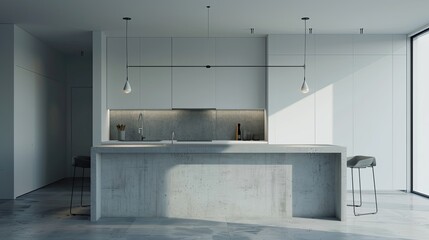 A bright and Modern kitchen interior with modern furniture design 