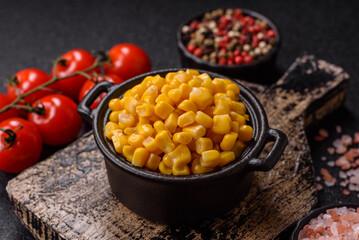 Sweet yellow canned corn in bowl
