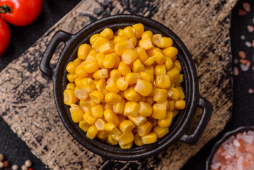 Sweet yellow canned corn in bowl
