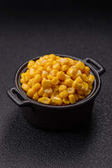 Sweet yellow canned corn in bowl
