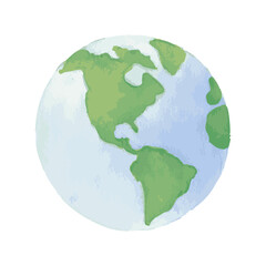 Fototapeta premium watercolor painted planet earth icon, hand made globe centered in america