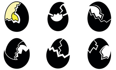 Broken Eggs with Yolks, a Set of Food Icons