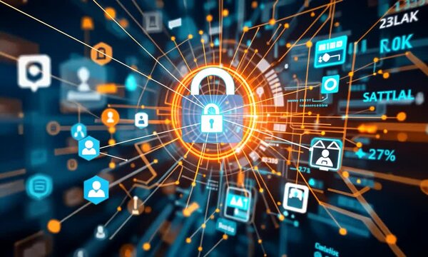 Connected Data Stream Is A Reflection Of Modern Technology Integration With High Security. 4k