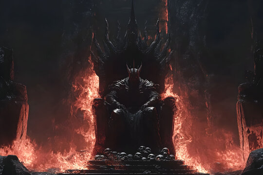 The Dark Lord's Fiery Throne: A Digital Masterpiece - Powered by Adobe