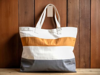 Eco-friendly cotton canvas tote with minimalist horizontal stripe design.