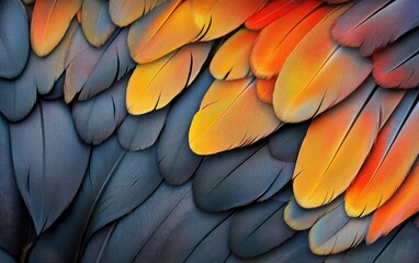 Obraz premium A vibrant blue and yellow macaw displays its intricate feather pattern, a close-up of nature's colorful design