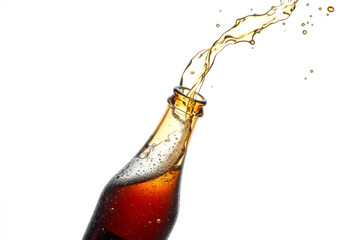 Cola in a glass bottle on a white background