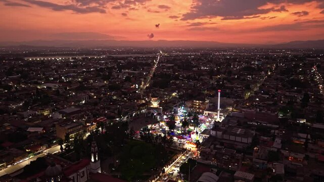 Tultepec Mexico at Sunset - Aerial