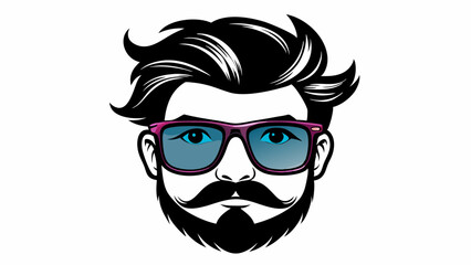 Vector illustration of hipster nerd style black glasses silhouette isolated on white background