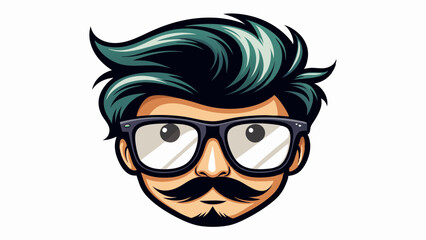 Vector illustration of hipster nerd style black glasses silhouette isolated on white background