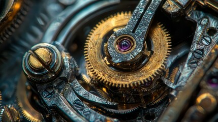 Fototapeta premium Intricate Close-up of a Vintage Mechanical Watch Gears and Cogs