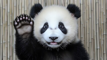 Fototapeta premium Cute panda cub waving