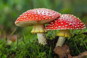 British Soldiers Amongst Fly Agaric Mushrooms in Natural Setting - Albany, New Hampshire
