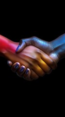 Two hands clasped in a diverse handshake