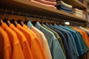Naklejka premium Colorful Polo Shirts on Display in Retail Store