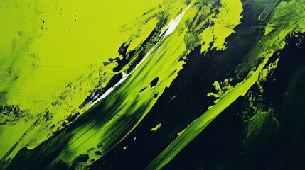 Fototapeta premium Abstract green and black paint strokes on canvas.