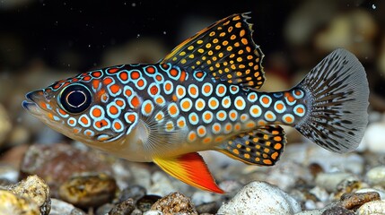 Vibrant fish with intricate polka dot pattern