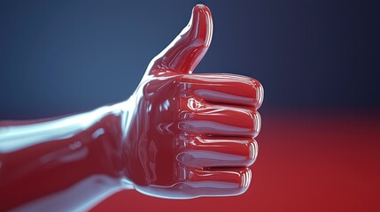 Red glossy hand giving a thumbs up
