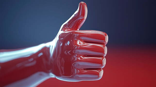 Red glossy hand giving a thumbs up