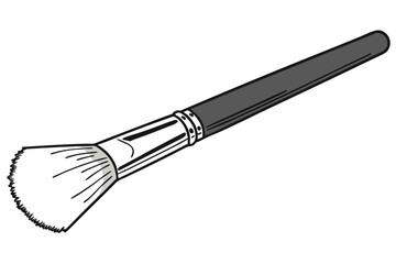 20 Large makeup brush, black handle, silver ferrule, fluffy bristles, cosmetic tool, professional quality, beauty accessory, soft texture, powder brush, blush applicator, studio lighting, clean backgr