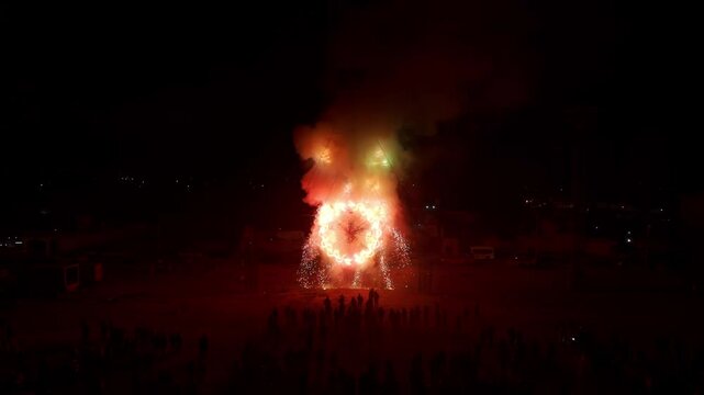Pyrotechnics in Tultepec at Night - Aerial