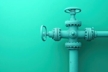 A detailed illustration showing a three way industrial valve structure