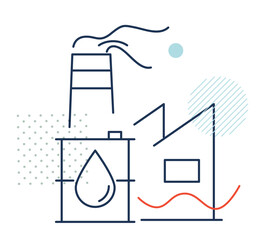 Petrochemical Industries with Crude Oil Barrel - Stock Icon