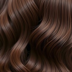 Naklejka premium Brown hair close-up as a background. Women's long brown hair. Beautifully styled wavy shiny curls. Hair coloring. Hairdressing procedures, extension.