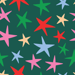 Fototapeta premium Christmas Stars Pattern Bright Stars Background