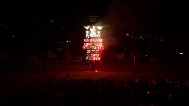 Pyrotechnics in Tultepec at Night - Aerial