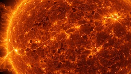 Fototapeta premium Dramatic Solar Surface with Fiery Flares and Magnetic Patterns