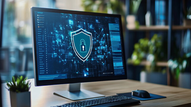 SSL, secure certificate of website banner. Concept of safety internet technology, data encryption protocol. Vector cartoon illustration with browser on computer screen, shield with tick and padlock