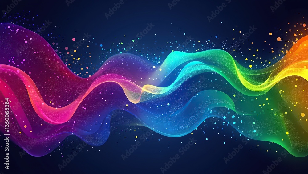Fototapete colorful rainbow background with wavy dots and gradient in vector illustration style