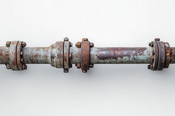A rusty and weathered section of industrial metal pipe