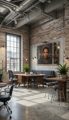 Fototapeta premium Modern Office Interior with Bright Natural Light and Stylish Decor